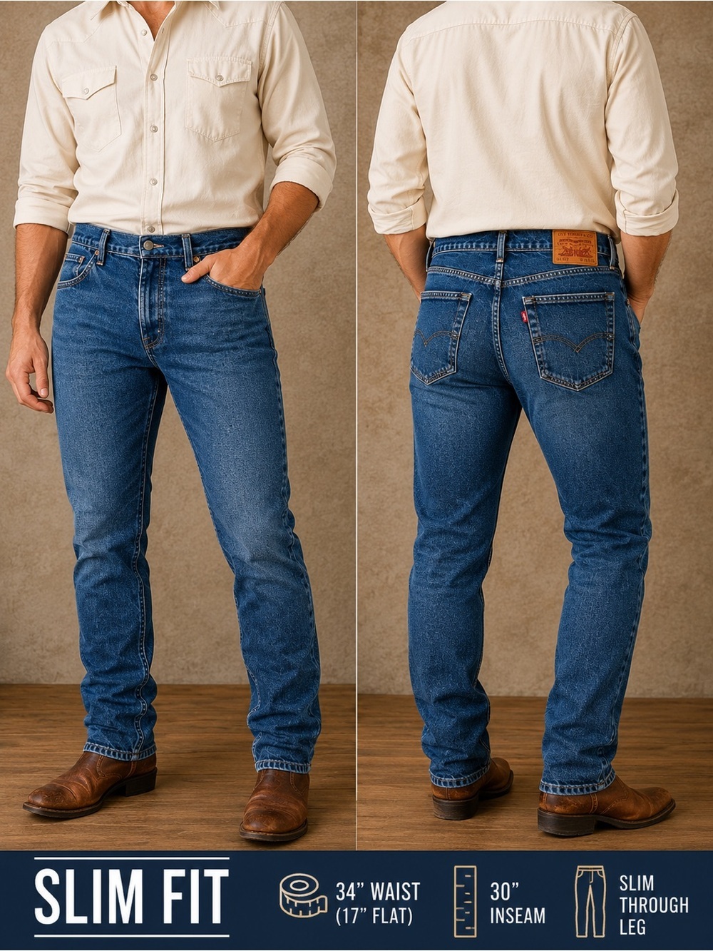 Levi’s 512 Slim Taper Jeans Medium Wash Y2K Vintage W34 L32